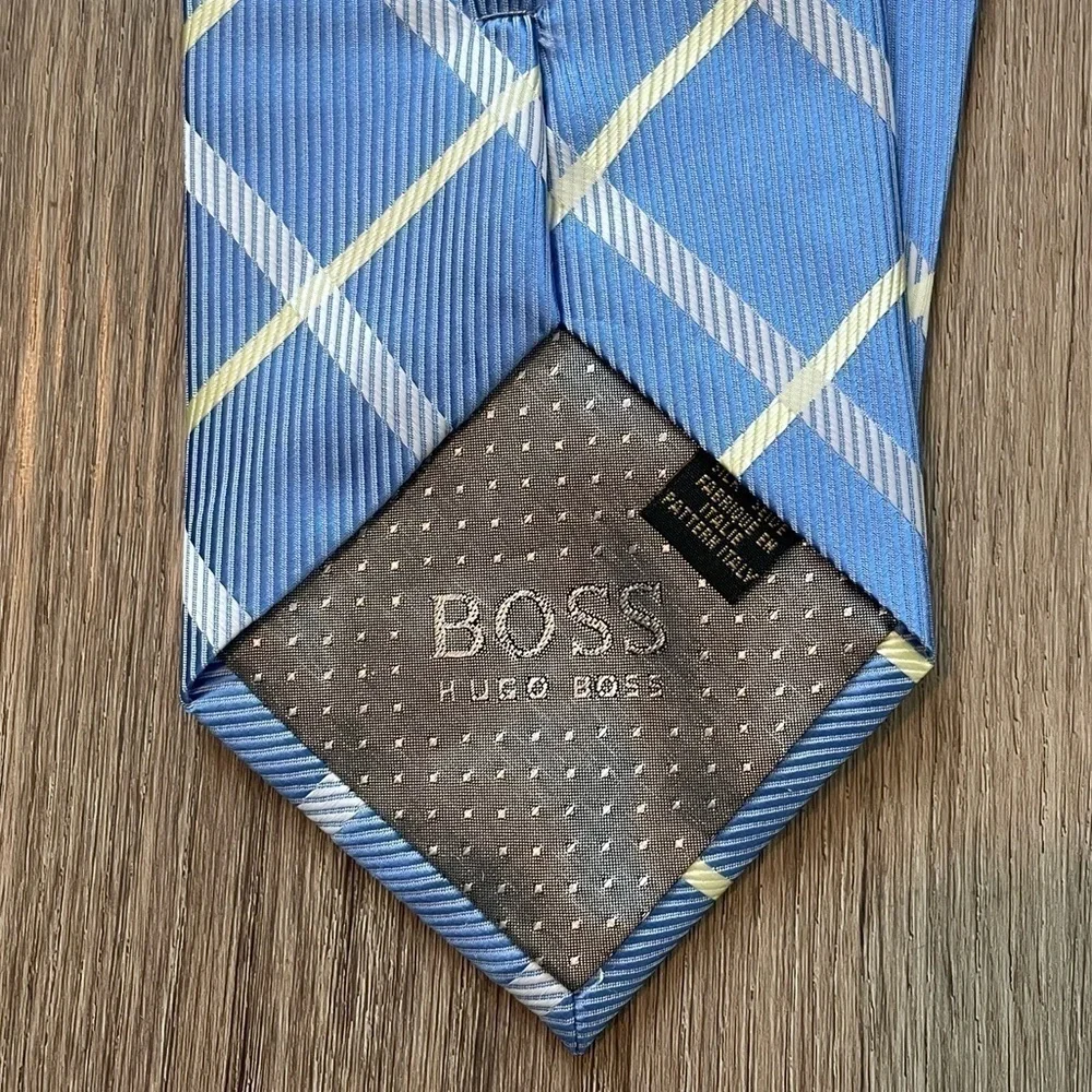 BOSS Men’s Silk Tie | Blue, White, Yellow